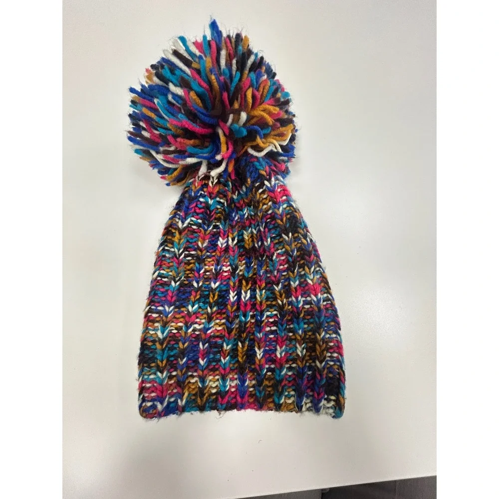 Helly Hansen Multicolor Chunky Knit Pom Pom Beanie Après Ski Scandi Festival Hat